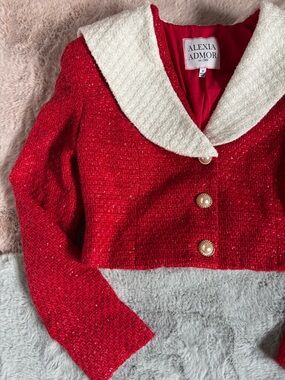 Alexia admor clementine red tweed crop jacket blazer